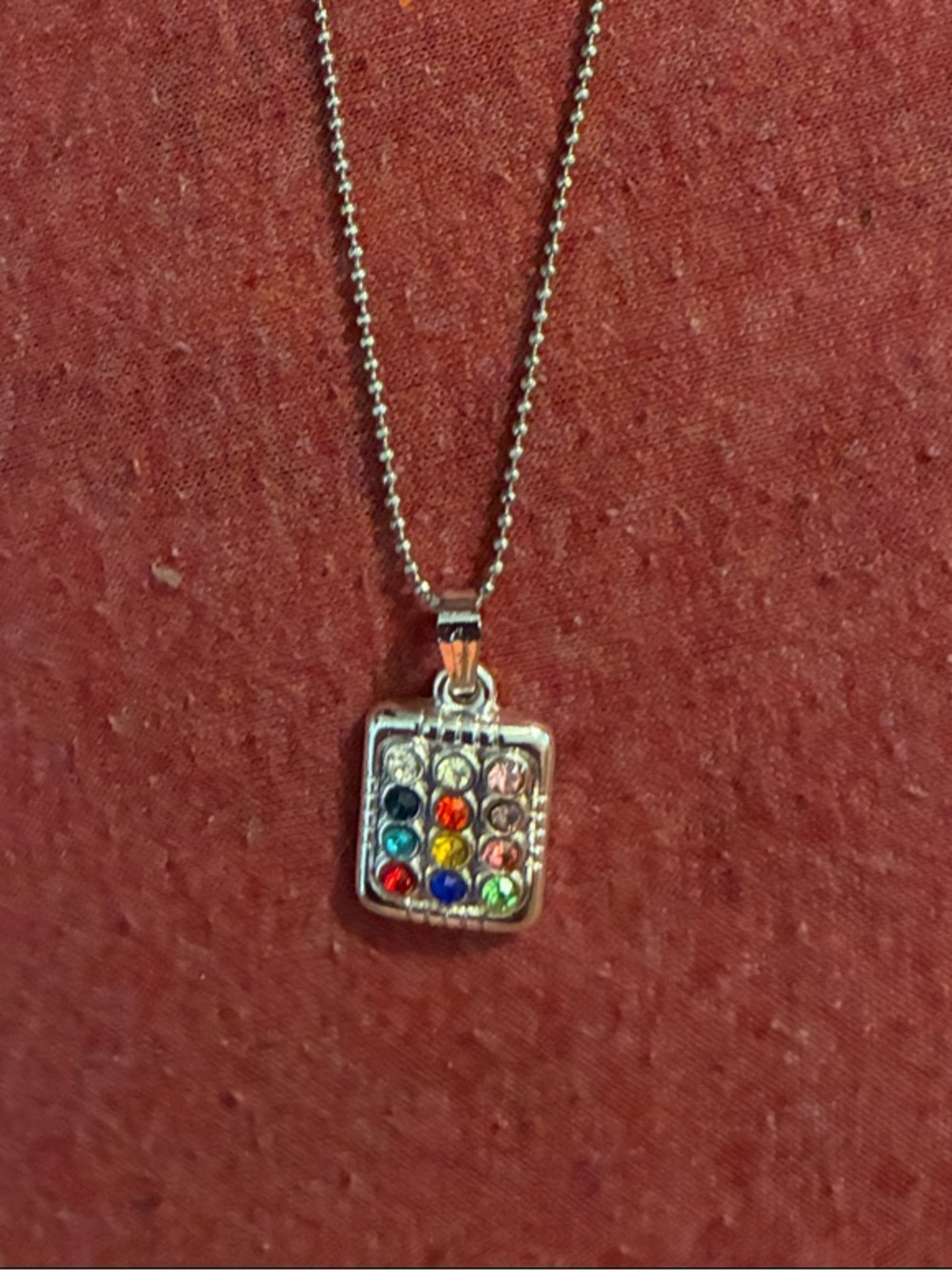 Multi-Color Crystal Square Pendant Necklace - Women Jewelry 12 tribes of Israel
